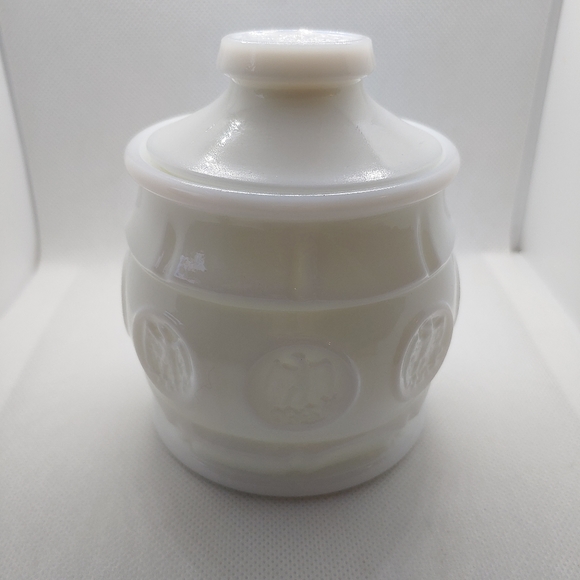 Vintage White Milk Glass Eagle Jar